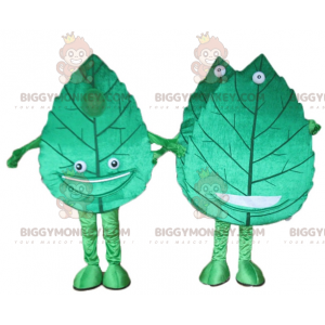 2 BIGGYMONKEY™s giant smiling green leaf mascots –