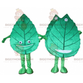 2 BIGGYMONKEY™s gigantiske smilende grønne bladmaskoter - Plant maskoter - BIGGYMONKEY_04440 - BiggyMonkey.com