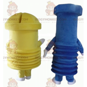 2 mascotes BIGGYMONKEY™s de parafusos gigantes um azul e um