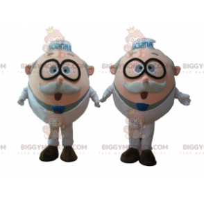 2 BIGGYMONKEY™s mascot old men scientists with glasses -