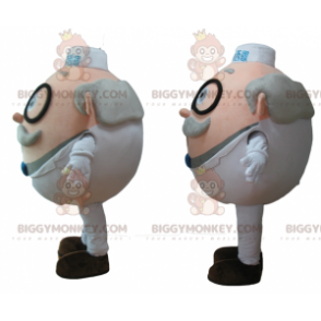 2 BIGGYMONKEY™s mascot old men scientists with glasses -