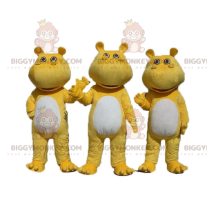 3 BIGGYMONKEY™s mascot of yellow and white hippos -