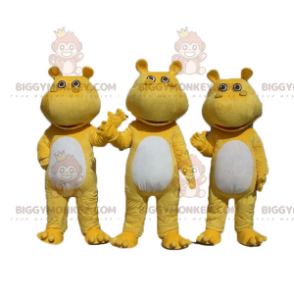 3 BIGGYMONKEY™s mascot of yellow and white hippos -
