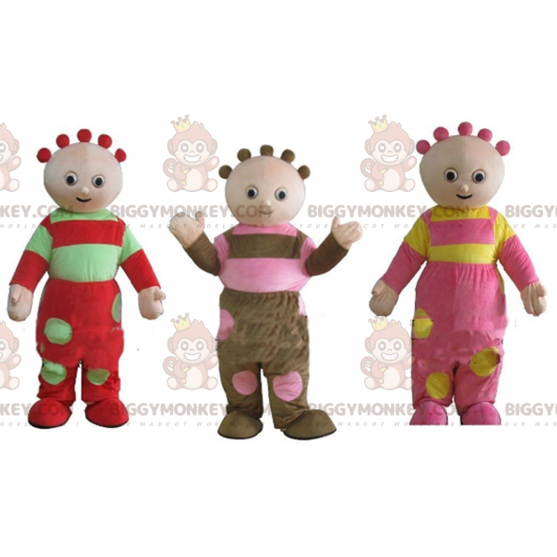 3 mascottes BIGGYMONKEY™ de poupées rigolotes et colorées -