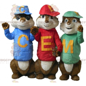 3 BIGGYMONKEY™s ekorrmaskotar från Alvin and the Chipmunks -