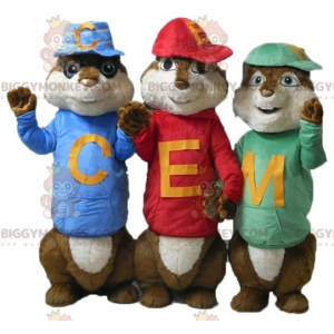 3 mascottes BIGGYMONKEY™ d'écureuils d'Alvin et les Chipmunks -