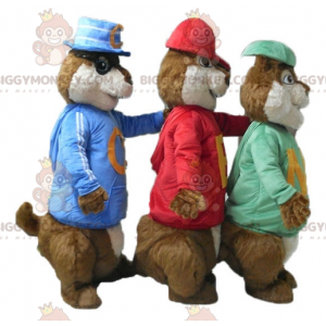 3 BIGGYMONKEY™s ekorrmaskotar från Alvin and the Chipmunks -