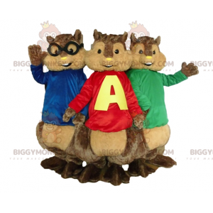 3 BIGGYMONKEY™s ekorrmaskotar från Alvin and the Chipmunks -