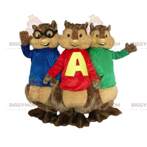 3 mascotte scoiattolo BIGGYMONKEY™ di Alvin and the Chipmunks -