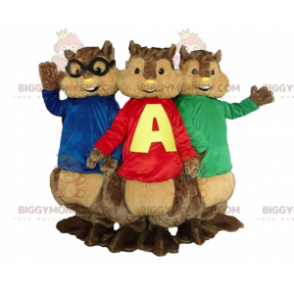 3 mascotes de esquilo BIGGYMONKEY™ de Alvin e os Esquilos –