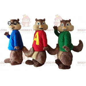 3 BIGGYMONKEY™s ekorrmaskotar från Alvin and the Chipmunks -