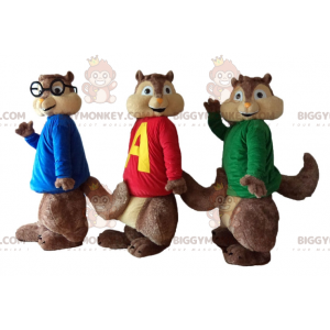 3 mascotte scoiattolo BIGGYMONKEY™ di Alvin and the Chipmunks -