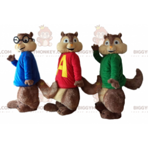 3 Eichhörnchen-Maskottchen von BIGGYMONKEY™ aus Alvin und die