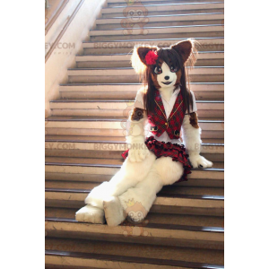 Traje de mascote BIGGYMONKEY™ Gato bonito vestido com saia