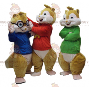 3 mascotte scoiattolo BIGGYMONKEY™ di Alvin and the Chipmunks -