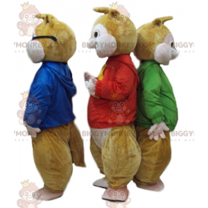 3 BIGGYMONKEY™s squirrel mascots from Alvin and the Chipmunks - Mascots famous people - BIGGYMONKEY_04455 - BiggyMonkey.com