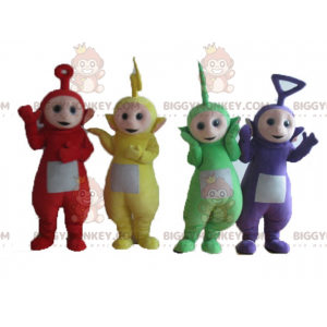 4 mascottes BIGGYMONKEY™ des Télètubbies personnages colorés de