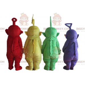 4 mascottes BIGGYMONKEY™ des Télètubbies personnages colorés de