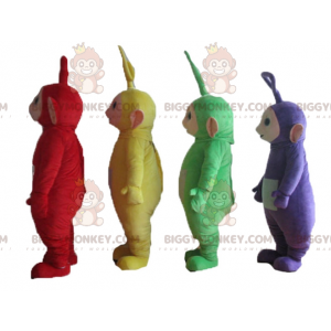 4 mascottes BIGGYMONKEY™ des Télètubbies personnages colorés de