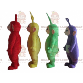 4 mascottes BIGGYMONKEY™ des Télètubbies personnages colorés de