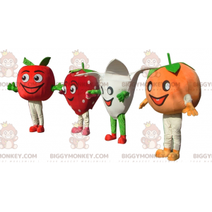 4 BIGGYMONKEY™s mascot a tomato a strawberry a flower and a