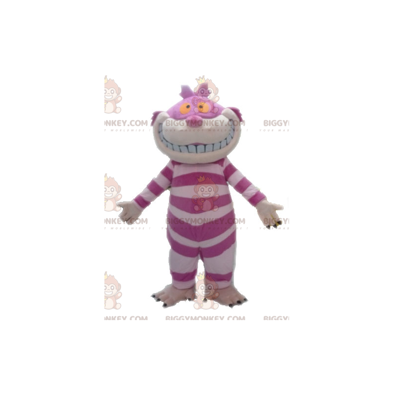 Disfraz de mascota BIGGYMONKEY™ del gato de Cheshire de Alicia Disfraz de mascota BIGGYMONKEY™ del gato de Cheshire de Alicia