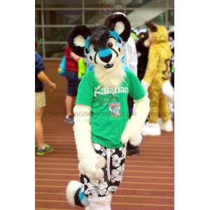 Costume de mascotte BIGGYMONKEY™ de guépard de jaguar bleu