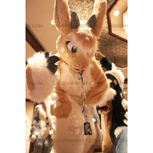 Cute Beige and White Bunny BIGGYMONKEY™ Mascot Costume –