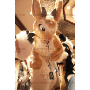 Cute Beige and White Bunny BIGGYMONKEY™ Mascot Costume –