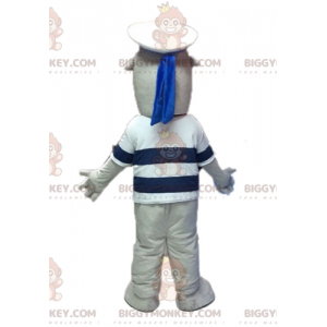 BIGGYMONKEY™ mascot costume of gray and white sea lion dressed
