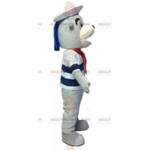 BIGGYMONKEY™ mascot costume of gray and white sea lion dressed