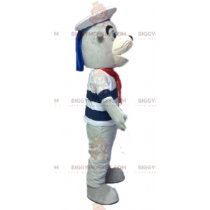 BIGGYMONKEY™ mascot costume of gray and white sea lion dressed