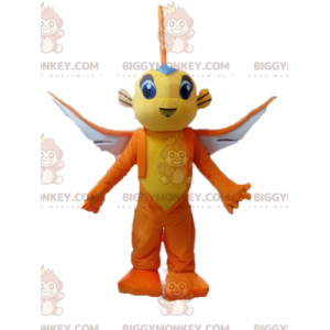 Žlutý a oranžový kostým létající ryby BIGGYMONKEY™ maskot –