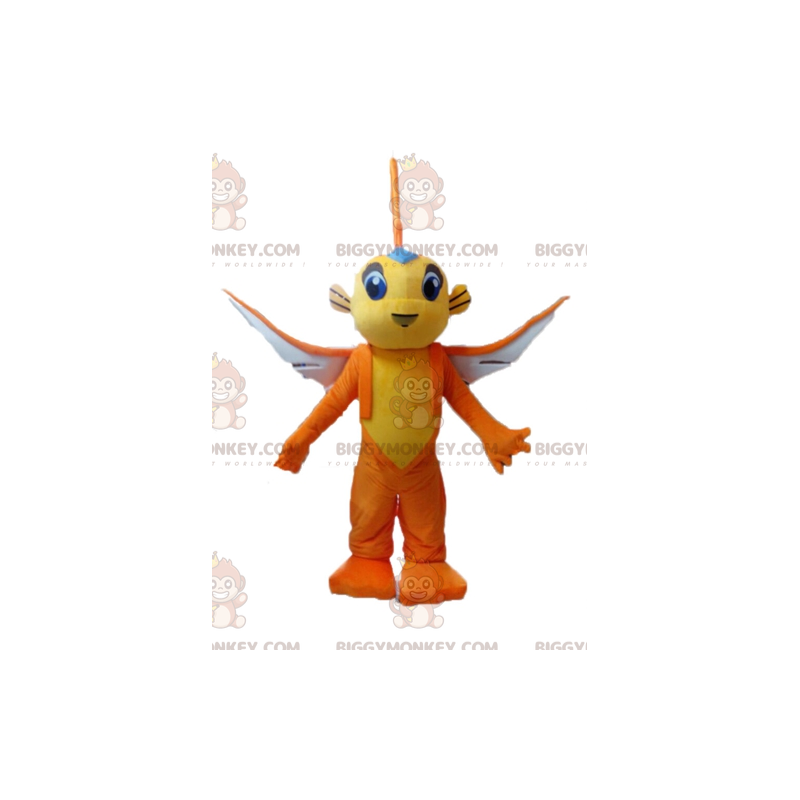 Costume da mascotte pesce volante giallo e arancione Costume da mascotte pesce volante giallo e arancione