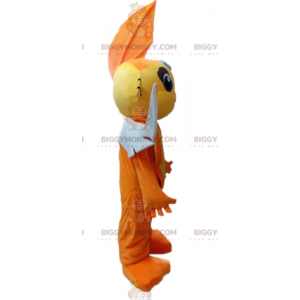 Traje de mascote de peixe voador amarelo e laranja BIGGYMONKEY™