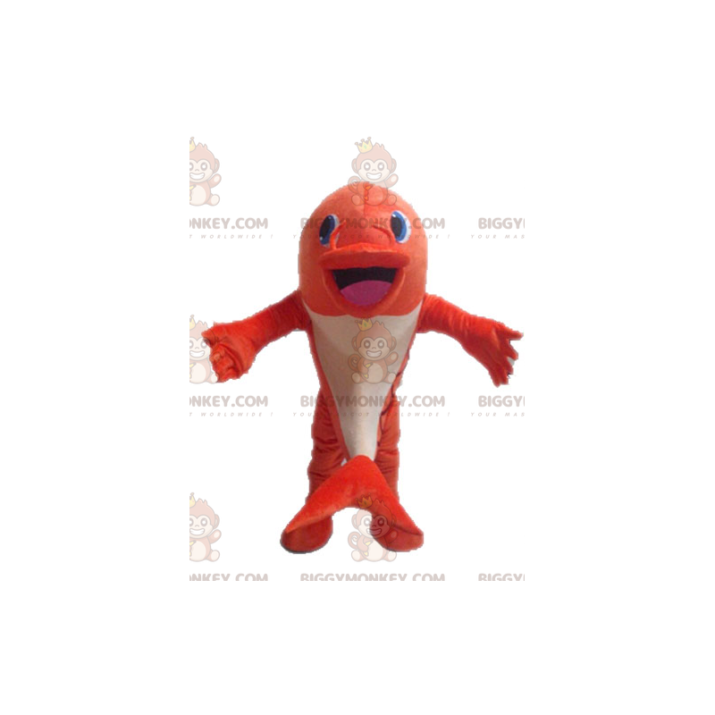 Orange och vit fisk BIGGYMONKEY™ maskotdräkt. Dolphin Orange och vit fisk BIGGYMONKEY™ maskotdräkt. Dolphin