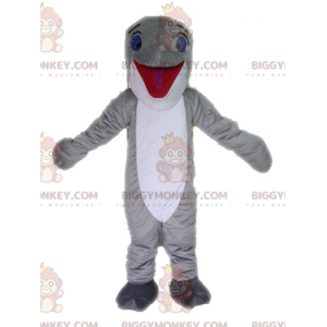 Kostým maskota šedobílého delfína BIGGYMONKEY™. Kostým maskota