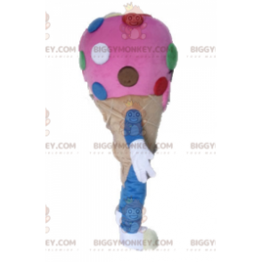 Disfraz de mascota Pink Ice Cream Cone BIGGYMONKEY™. Disfraz de