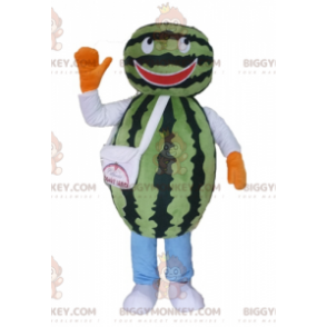 Giant Watermelon BIGGYMONKEY™ Mascot Costume. Green Fruit