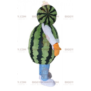 Giant Watermelon BIGGYMONKEY™ Mascot Costume. Green Fruit