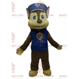 Costume de mascotte BIGGYMONKEY™ de chien marron en uniforme de