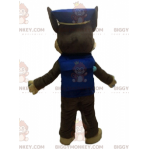 BIGGYMONKEY™ mascottekostuum bruine hond in politie-uniform -