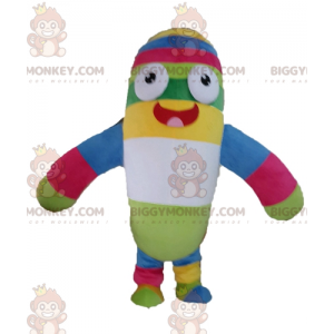 BIGGYMONKEY™-Maskottchenkostüm aus mehrfarbigem Plüsch. Bunte