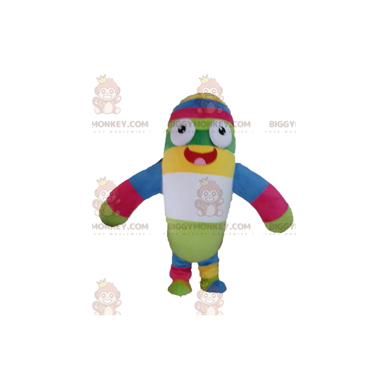 Flerfarvet plys BIGGYMONKEY™ maskotkostume. Farverig pille Flerfarvet plys BIGGYMONKEY™ maskotkostume. Farverig pille