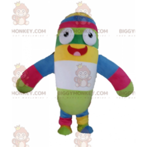 Multicolor plush BIGGYMONKEY™ mascot costume. Colorful Pill