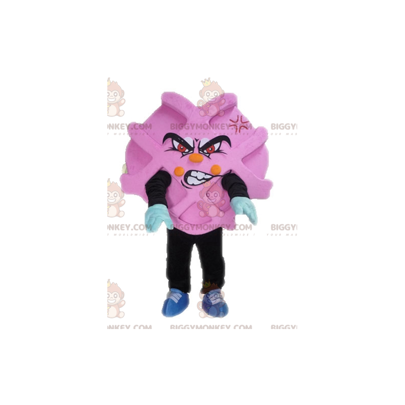 Traje de mascote promocional BIGGYMONKEY™ rosa e preto. Traje de mascote promocional BIGGYMONKEY™ rosa e preto.