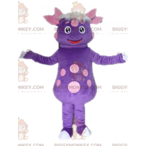 Polka Dot Dinosaur BIGGYMONKEY™ Mascot Costume. Purple Creature