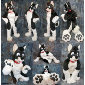 Costume mascotte BIGGYMONKEY™ cane bianco e nero -