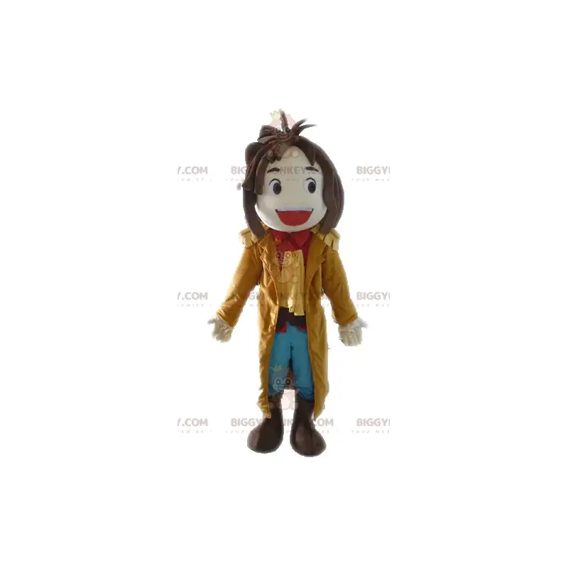 Lächelnder Junge BIGGYMONKEY™ Maskottchenkostüm mit langem Lächelnder Junge BIGGYMONKEY™ Maskottchenkostüm mit langem