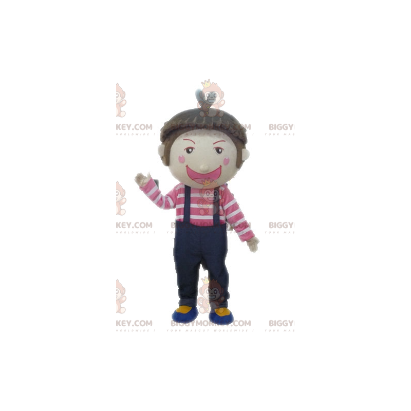 BIGGYMONKEY™-mascottekostuum voor jongen in overall. BIGGYMONKEY™-mascottekostuum voor jongen in overall.